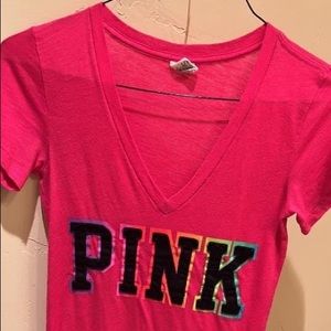 Pink v neck top